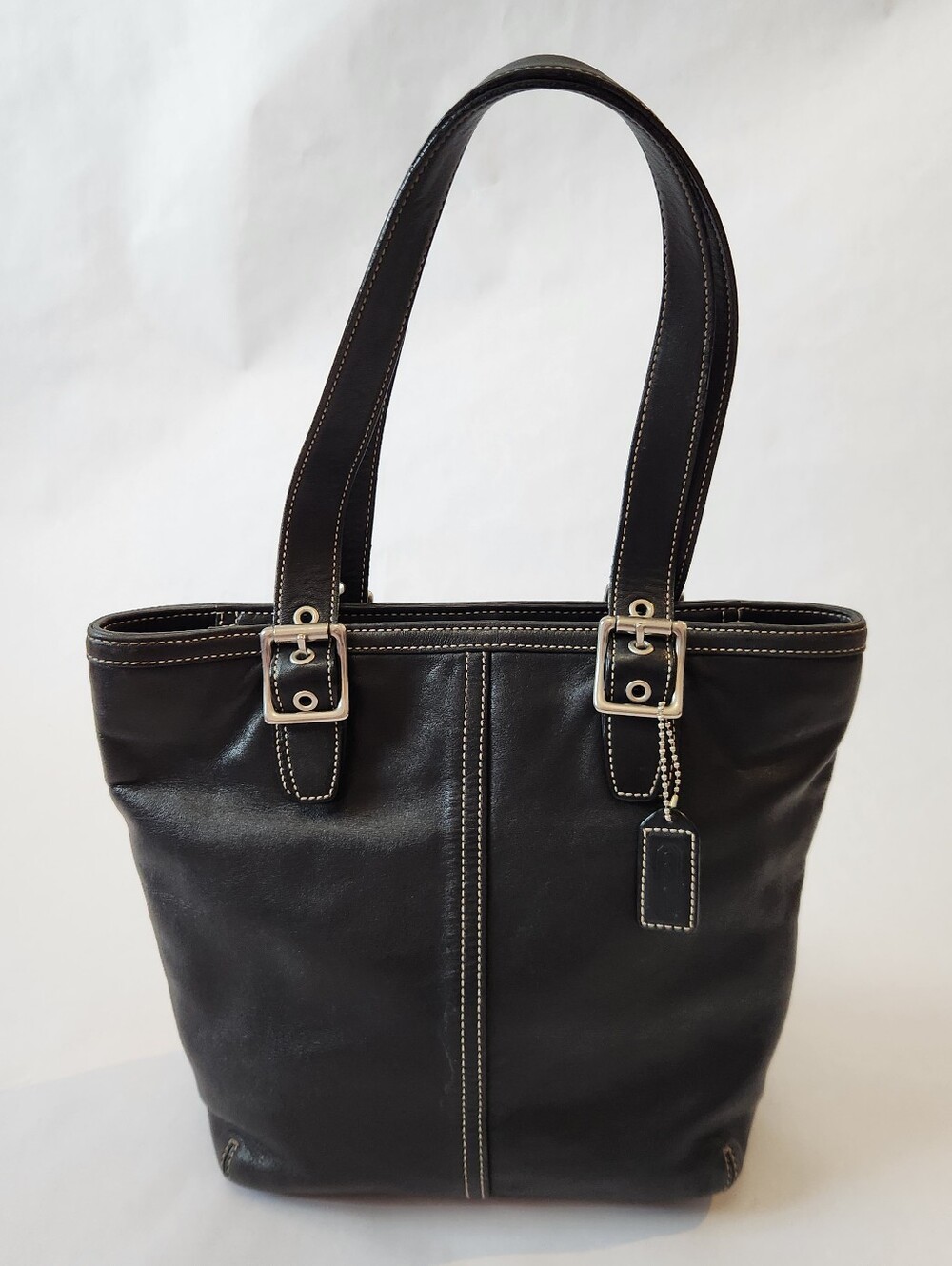 Vintage Black Coach Soft Leather 9572 Hampton Tote Bag